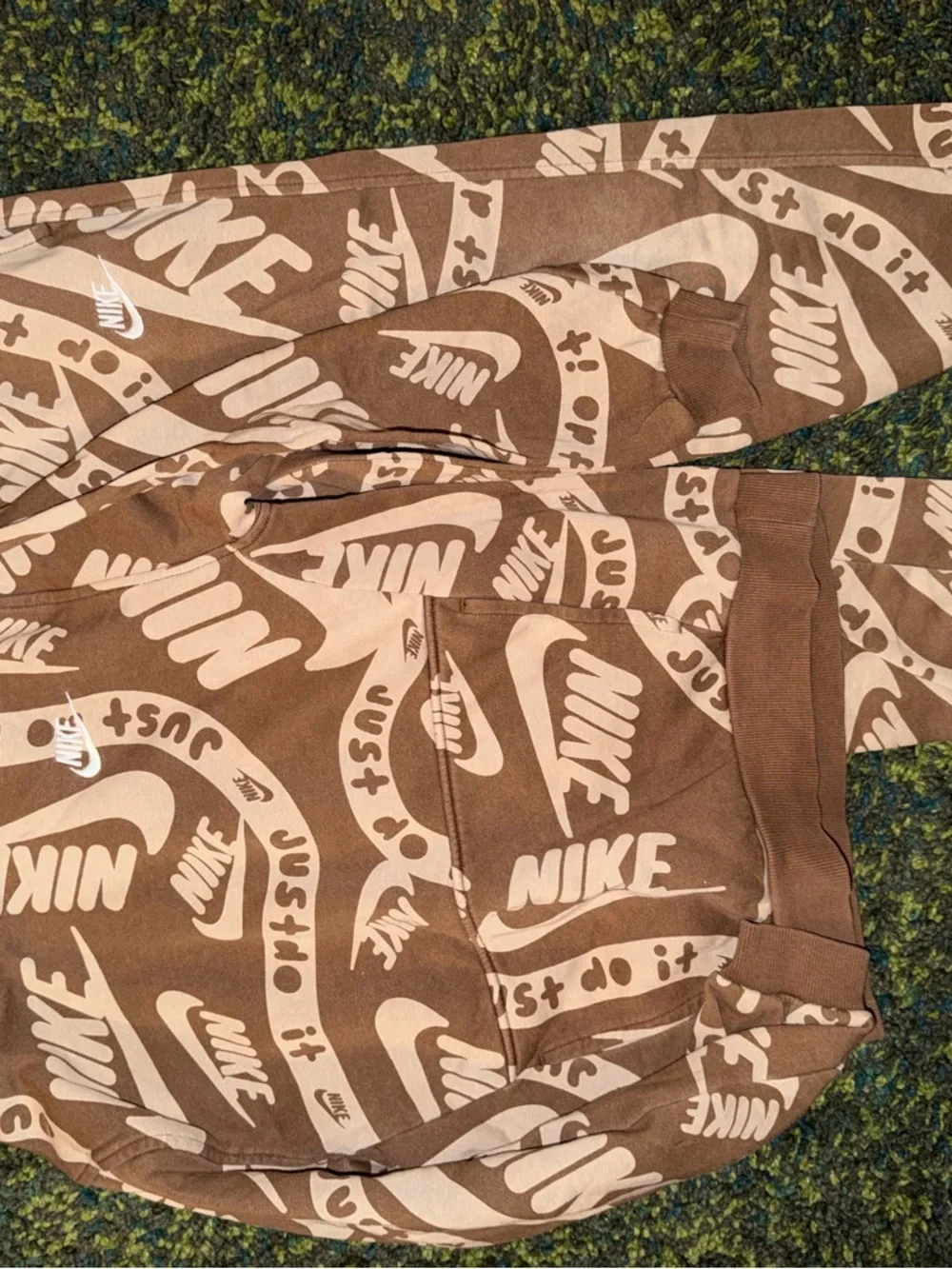 Nike Brown and Beige Allover Logo Hoodie - Picture 2 of 4